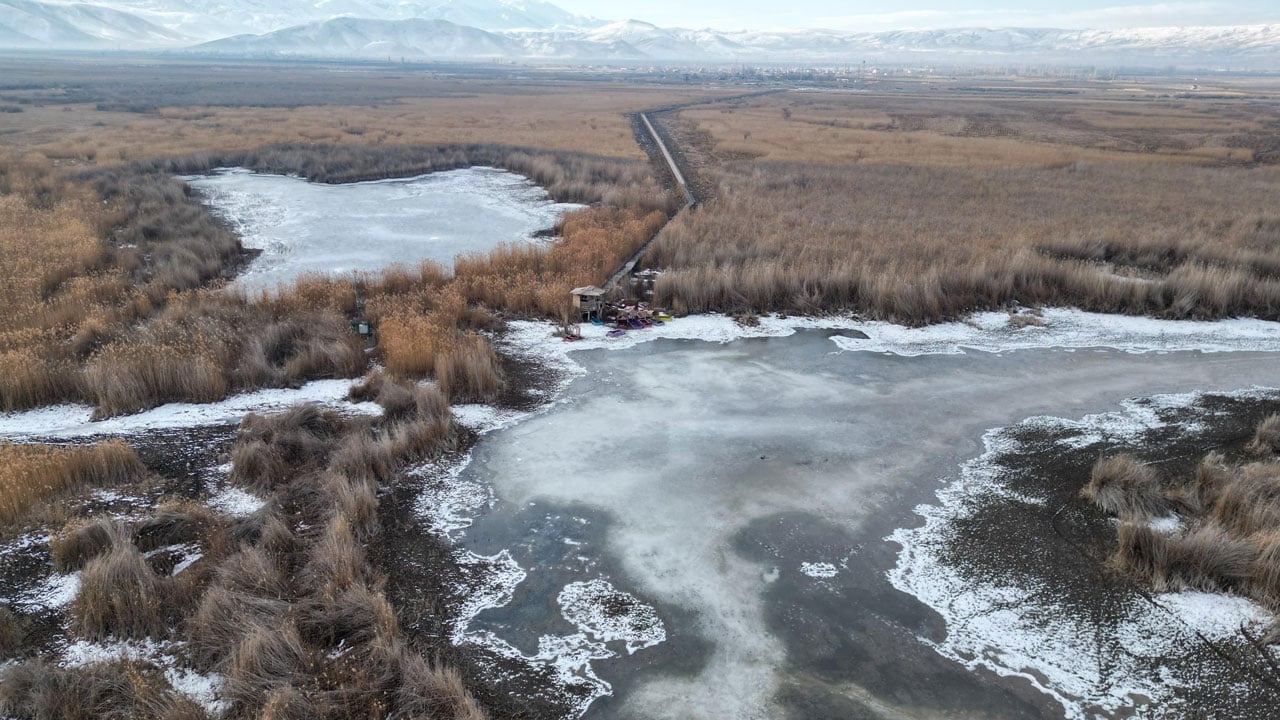 Foto - Eksi 15’i gördü, sazlık dondu! Sultan Sazlığı kışa teslim oldu