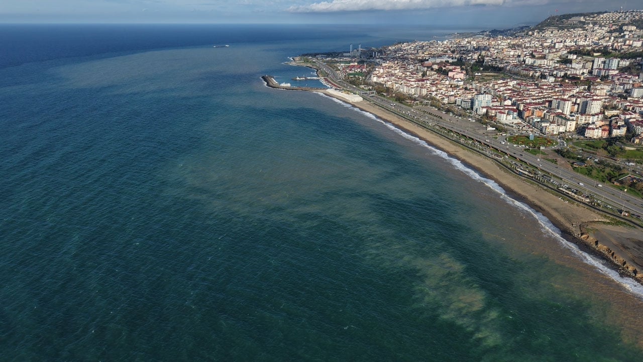 Foto - Görenler şaşırıp kaldı! Trabzon sahilinde dikkat çeken manzara