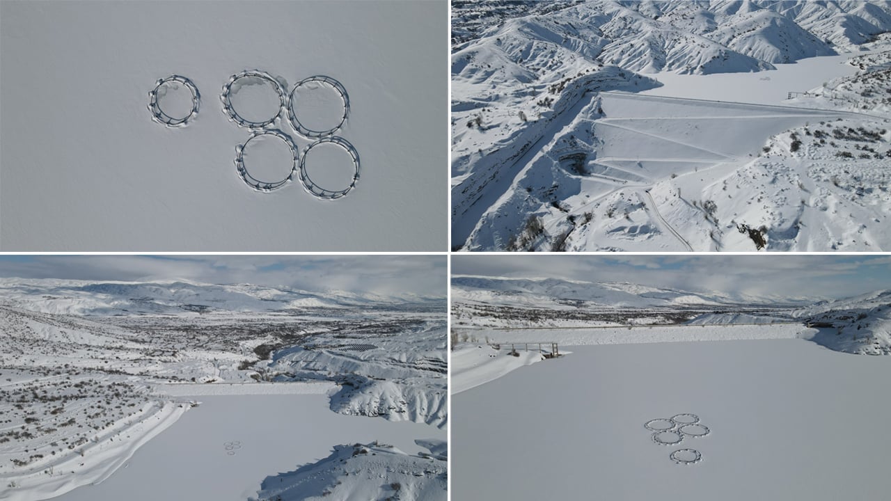 Göyne Barajı dondu! Balık kafesleri buz kütlesinin altında kaldı