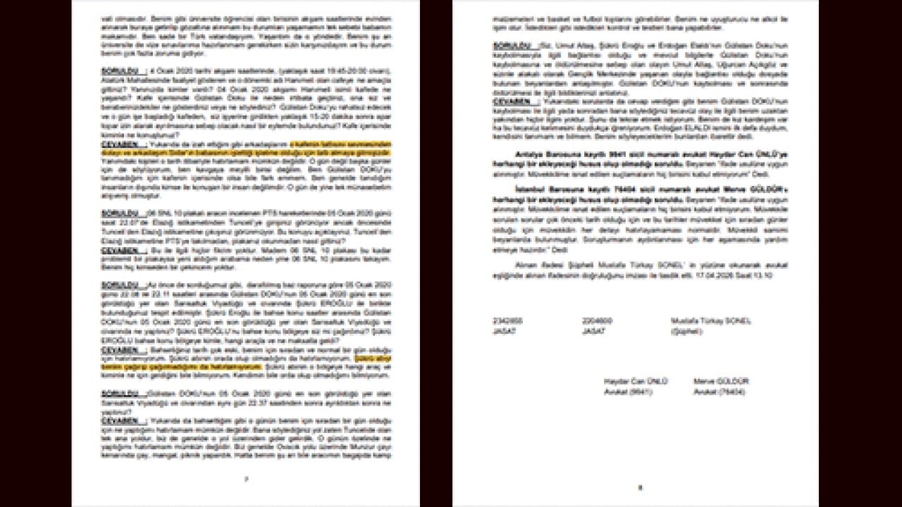 Foto - Gülistan Doku dosyasında zikzaklı savunma: Oğul Sonel’in çelişkilerle dolu ifadesi ortaya çıktı