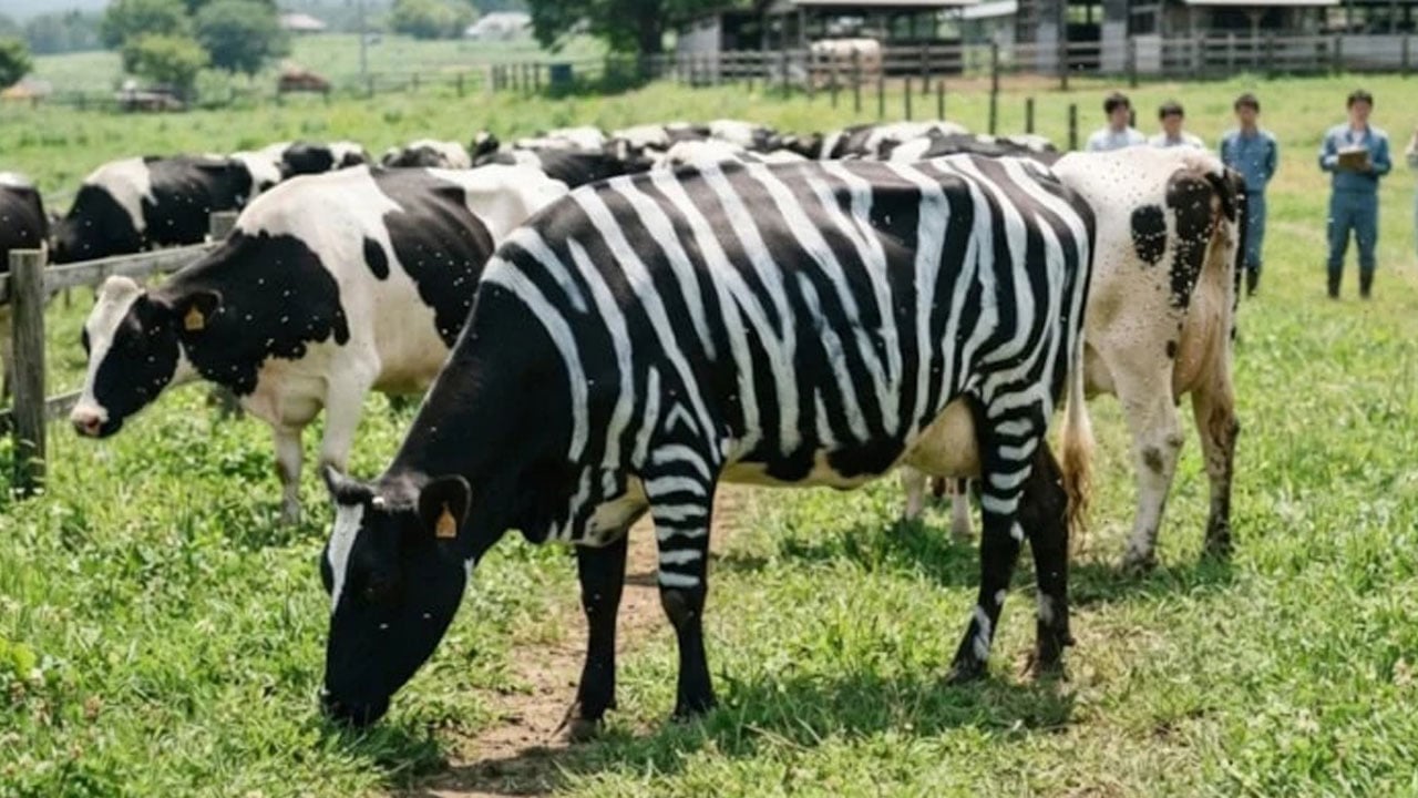 Foto - İnekleri zebra gibi boyadılar: Sonuçlar inanılmaz