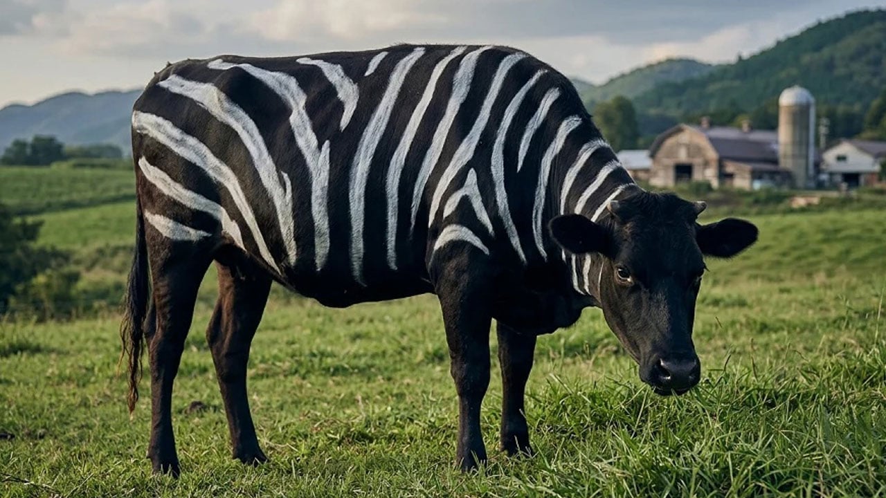 Foto - İnekleri zebra gibi boyadılar: Sonuçlar inanılmaz