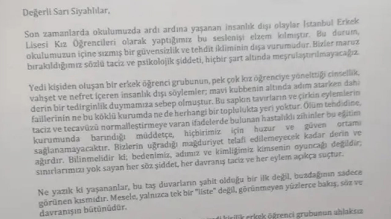 Foto - İstanbul Erkek Lisesi öğrenci birliğinin açıklamasına dikkat! Karma eğitimdeki derin rezillik ifşa oldu
