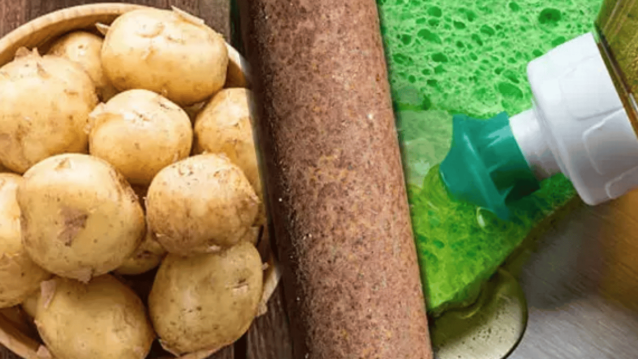 Foto - İşte O; 5 yöntem ile pası söküp atın! Önemli olan asitmiş: Patatesi kesip ovun