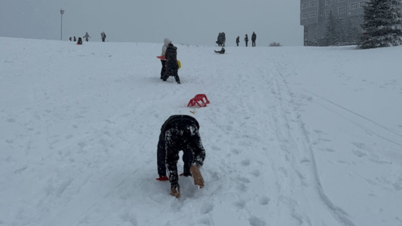 Foto - Kar yağışını fırsat bildiler! Koşa koşa oraya gittiler!