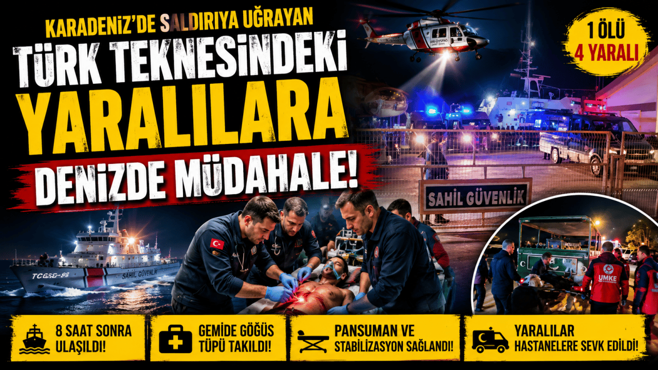 Karadeniz’de saldırıya uğrayan Türk teknesindeki yaralılara denizde müdahale