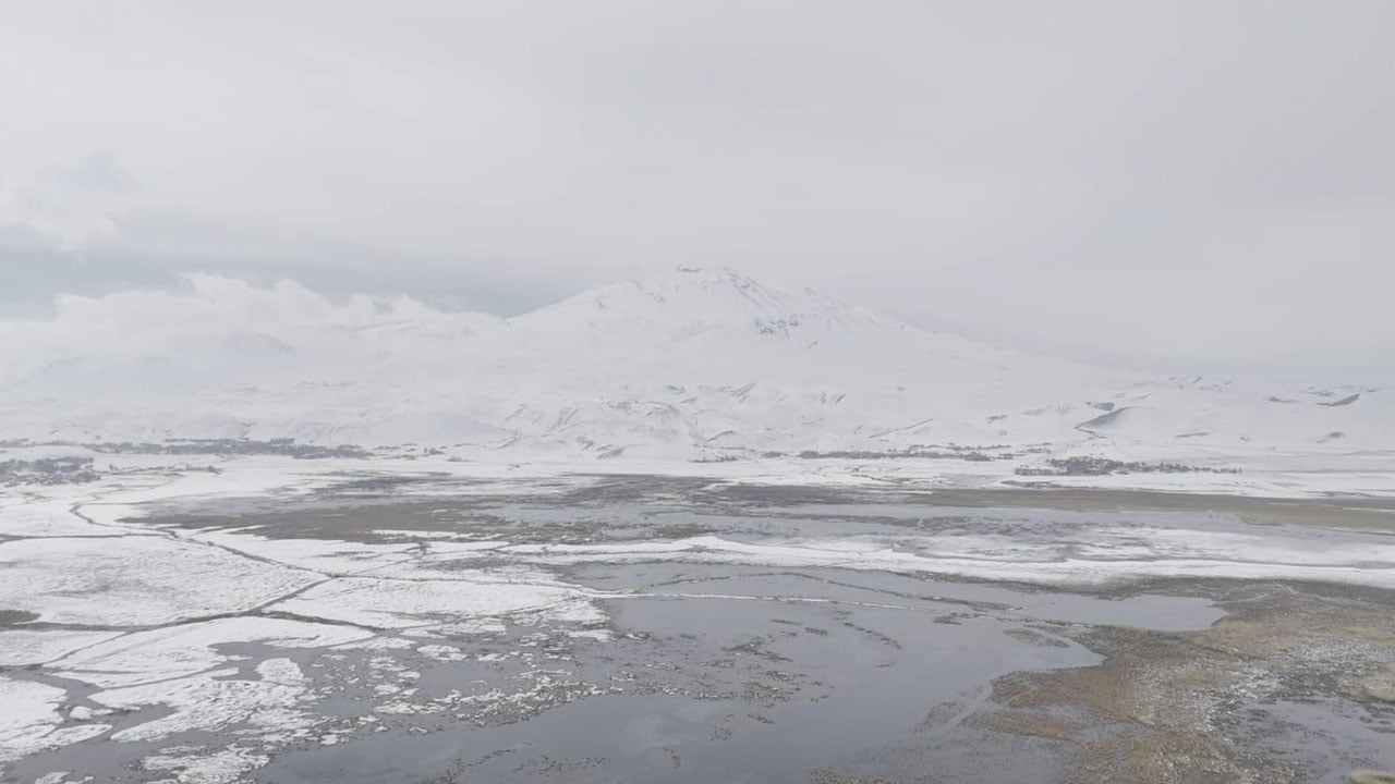 Foto - Kartpostalı aratmayan görüntü! Sarısu sazlıkları ve Süphan Dağı aynı karede
