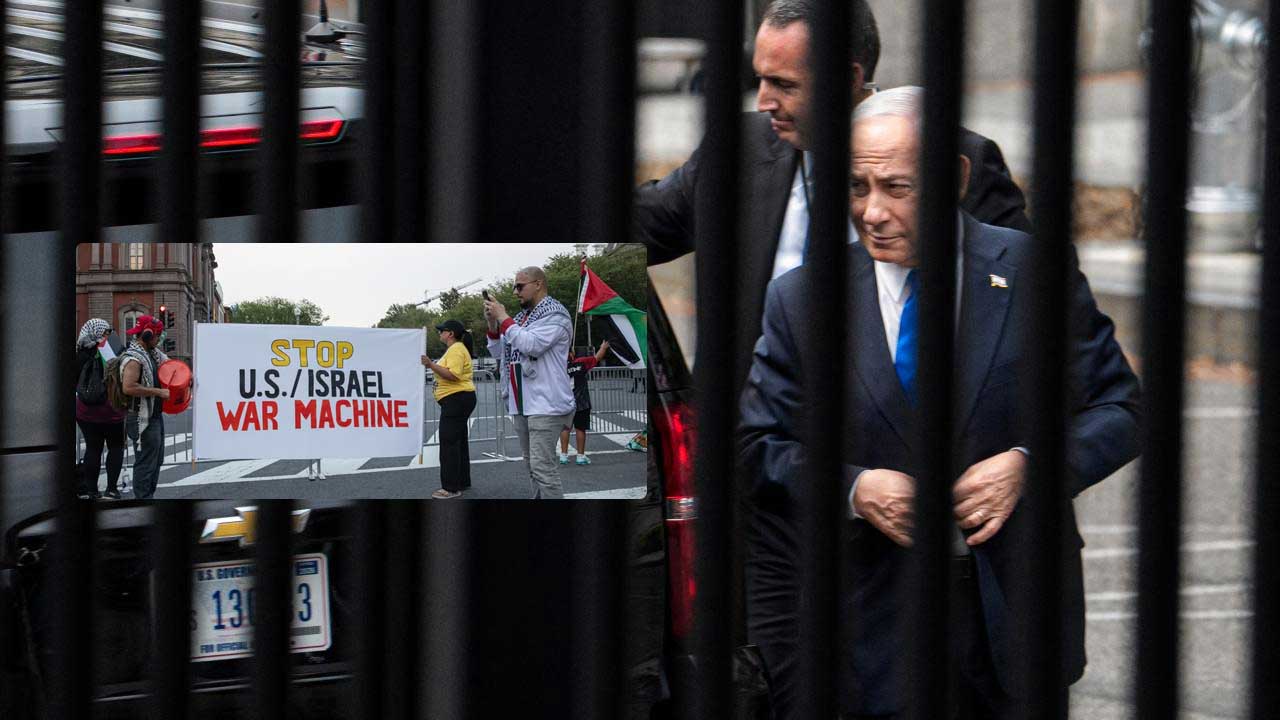Foto - Katil Netanyahu insan içine çıkamadı! Beyaz Saray'a arka kapıdan girdi