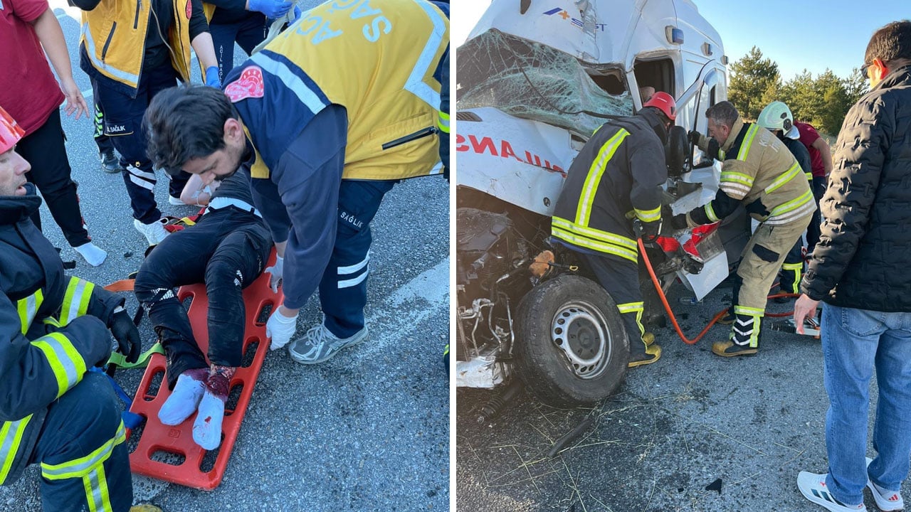 Foto - Kaza yapan ambulansı gören dehşete düştü: Hasta öldü, 3 personel güçlükle çıkarıldı
