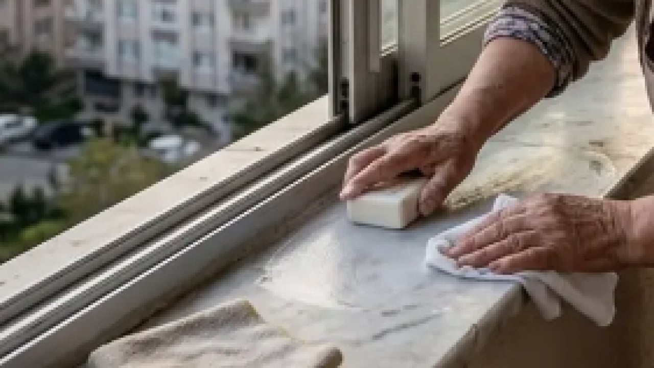 Foto - Kimse bu ayrıntıyı bilmiyor mu? Duyan balkondaki cam önlerine katı sabun sürüyor...