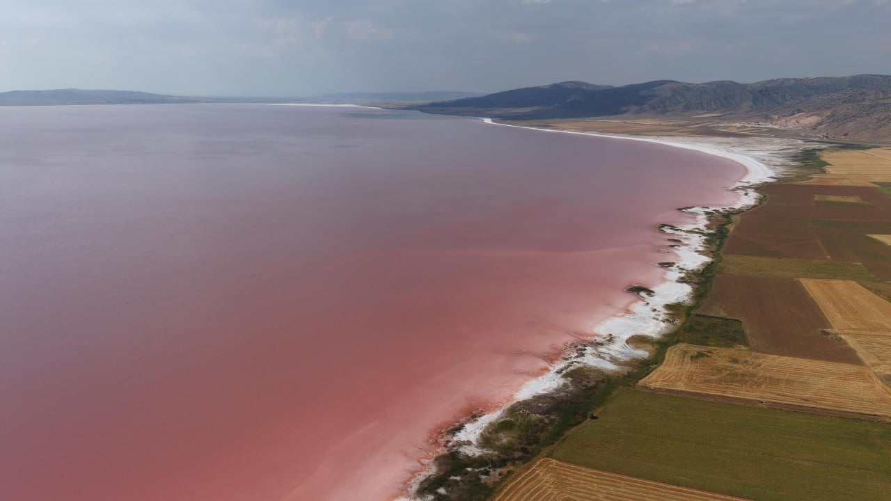 Foto - Kışın mavi yazın pembe! Göl değil sanki sanat eseri