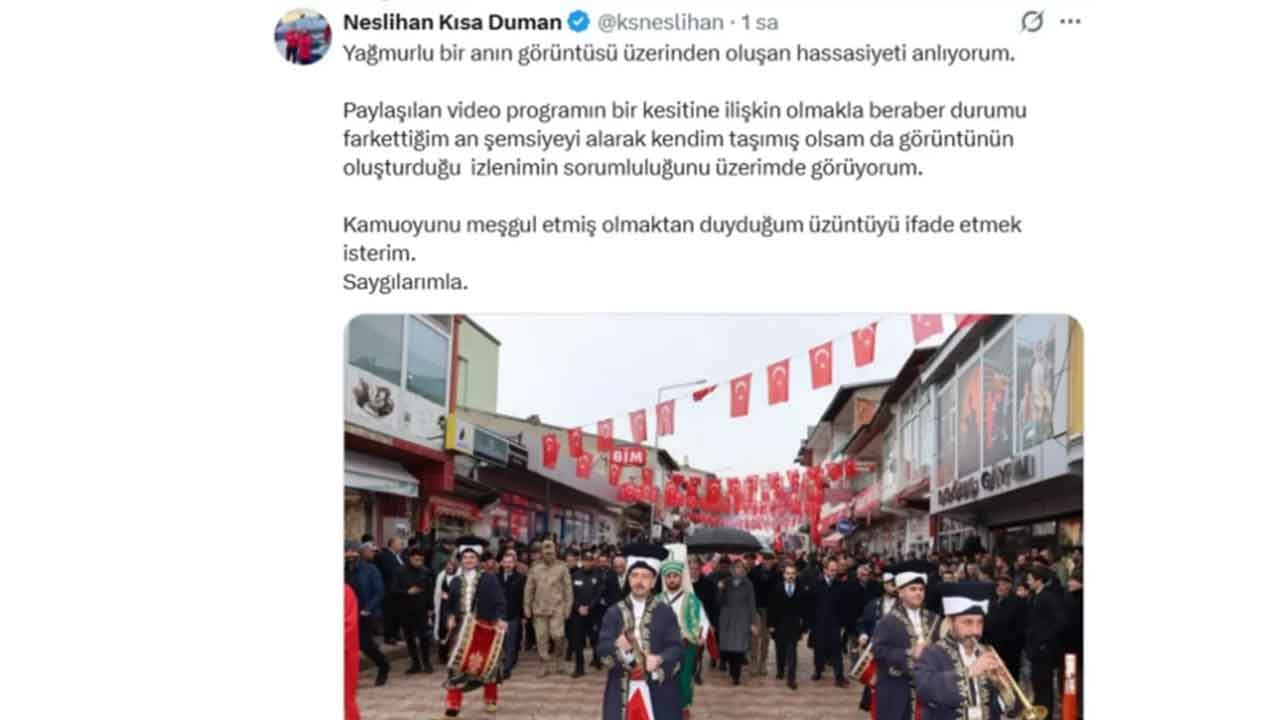 Foto - Koruma polisinin kısa süreliğine şemsiye tuttuğu kaymakam sessizliğini bozdu