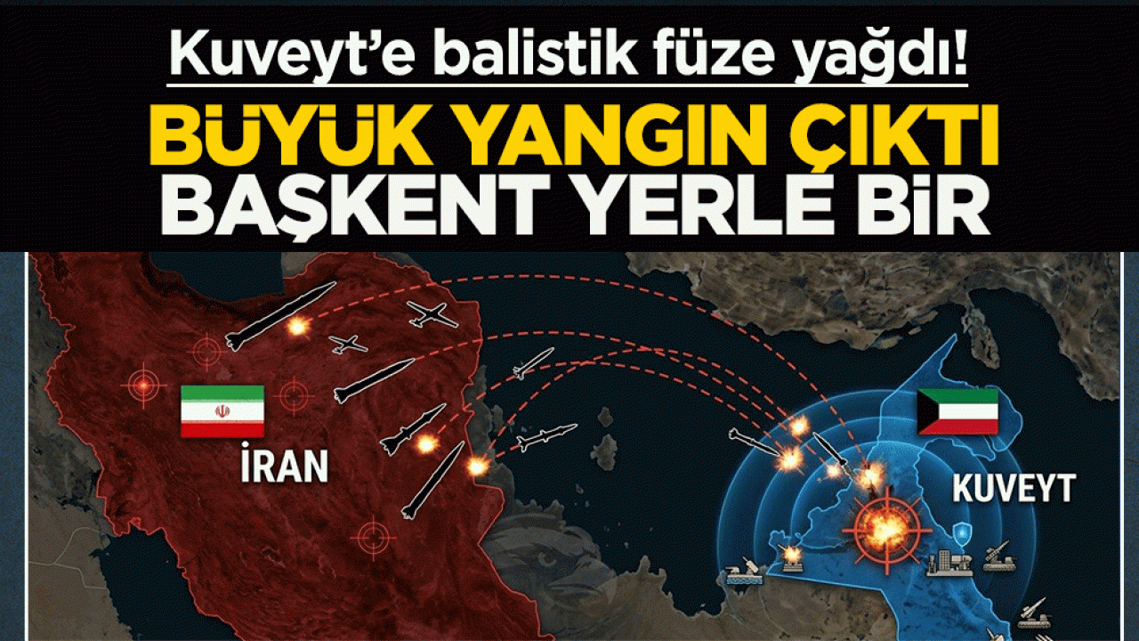Kuveyt’e balistik füze yağdı! Büyük yangın çıktı: Başkent yerle bir