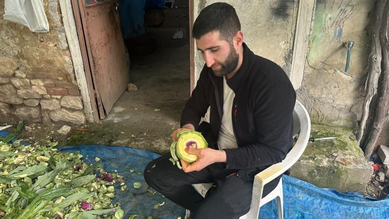 Foto - Sadece enginar soyuyor Oturduğu yerden ayda 240 bin lira kazanıyor