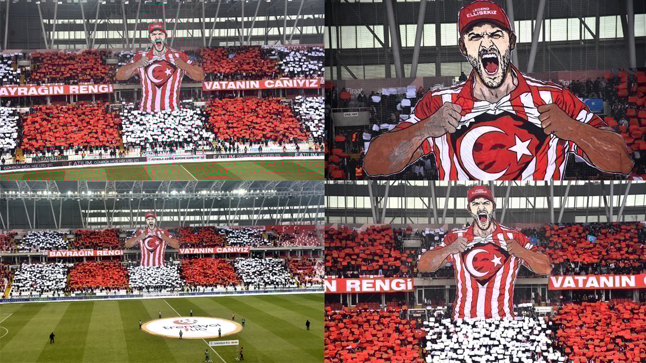 Sivasspor stadında muhteşem görüntüler! Bayrak saldırısına en güzel cevap