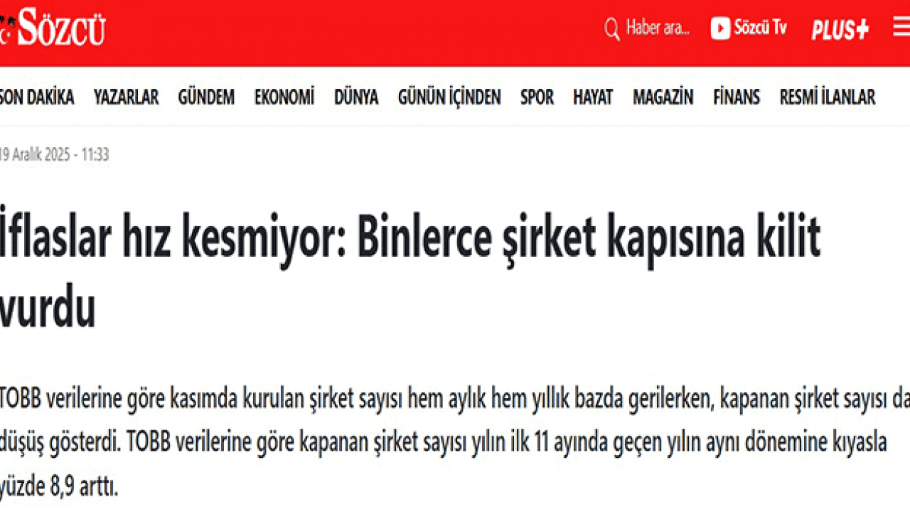 Foto - Sözcü ve Cumhuriyet’e ‘5 kardeş’: Açılan ve kapanan şirket sayıları maskeleri indirdi