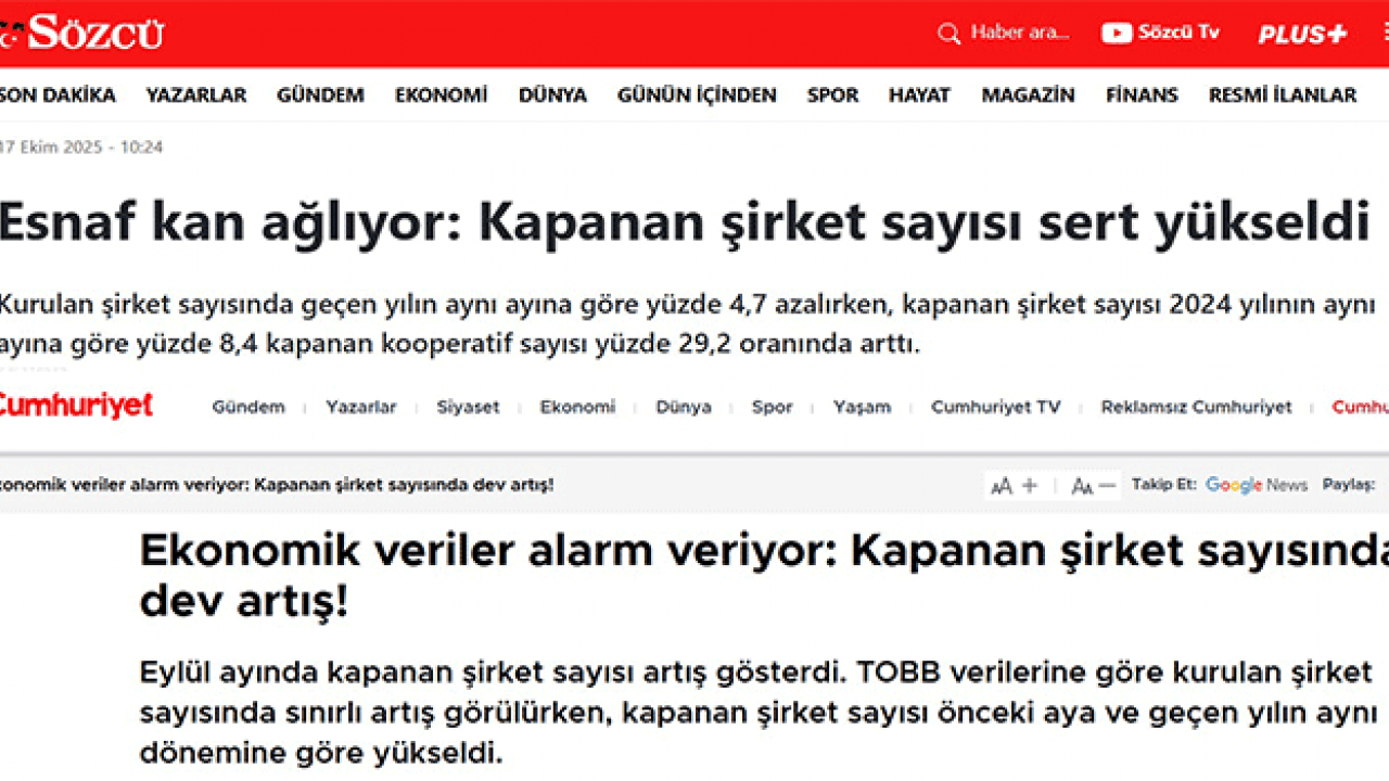 Foto - Sözcü ve Cumhuriyet’e ‘5 kardeş’: Açılan ve kapanan şirket sayıları maskeleri indirdi