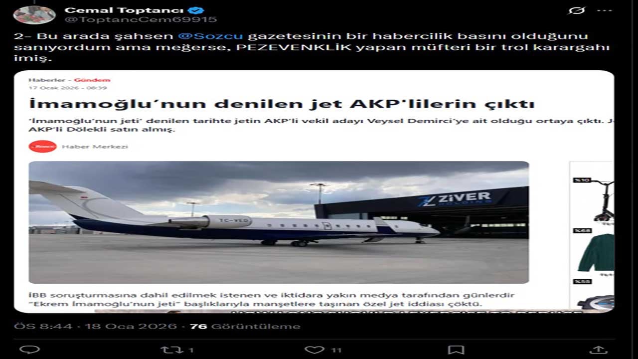 Foto - Sözcü'den algı operasyonu! İmamoğlu'nun uçağı üzerinden karalama