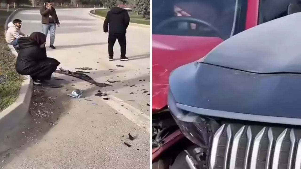 Foto - Sürücü kursu aracı TOGG ile çarpıştı, TOGG’un halini görenler gözlerine inanamadı 