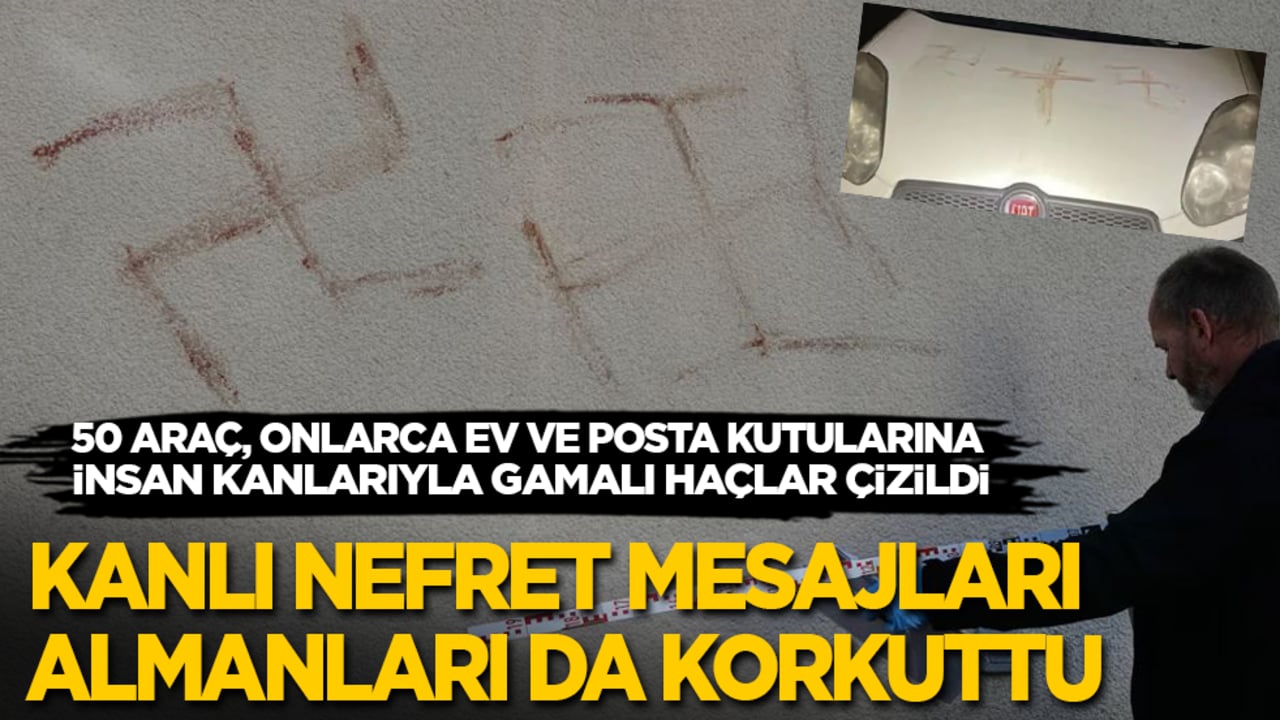 50 araç, onlarca ev ve posta kutularına insan kanlarıyla gamalı haçlar çizildi! Almanya'da kanlı nefret mesajı