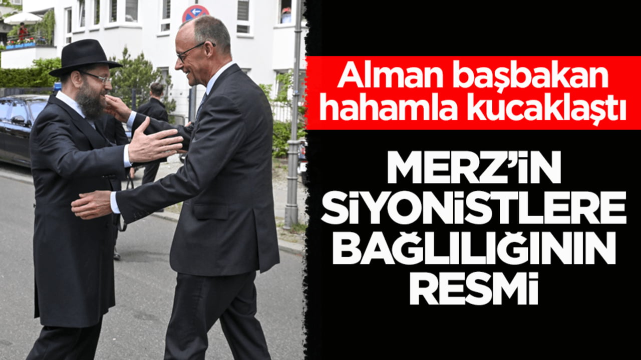 Alman başbakan hahamla kucaklaştı! Merz’in Siyonistlere bağlılığının resmi
