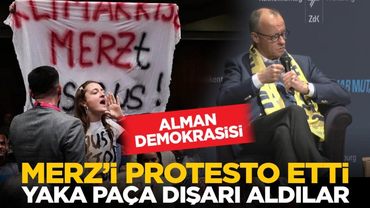 Alman demokrasisi: Merz’i protesto etti yaka paça dışarı aldılar