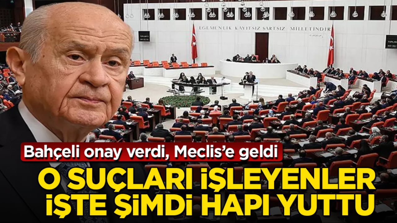 Bahçeli onay verdi, Meclis’e geldi! O suçları işleyenler işte şimdi hapı yuttu