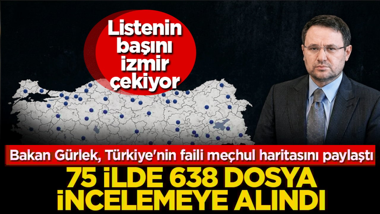 Bakan Gürlek, Türkiye'nin faili meçhul haritasını paylaştı: Liste başı İzmir! 75 ilde 638 dosya yeniden incelenecek