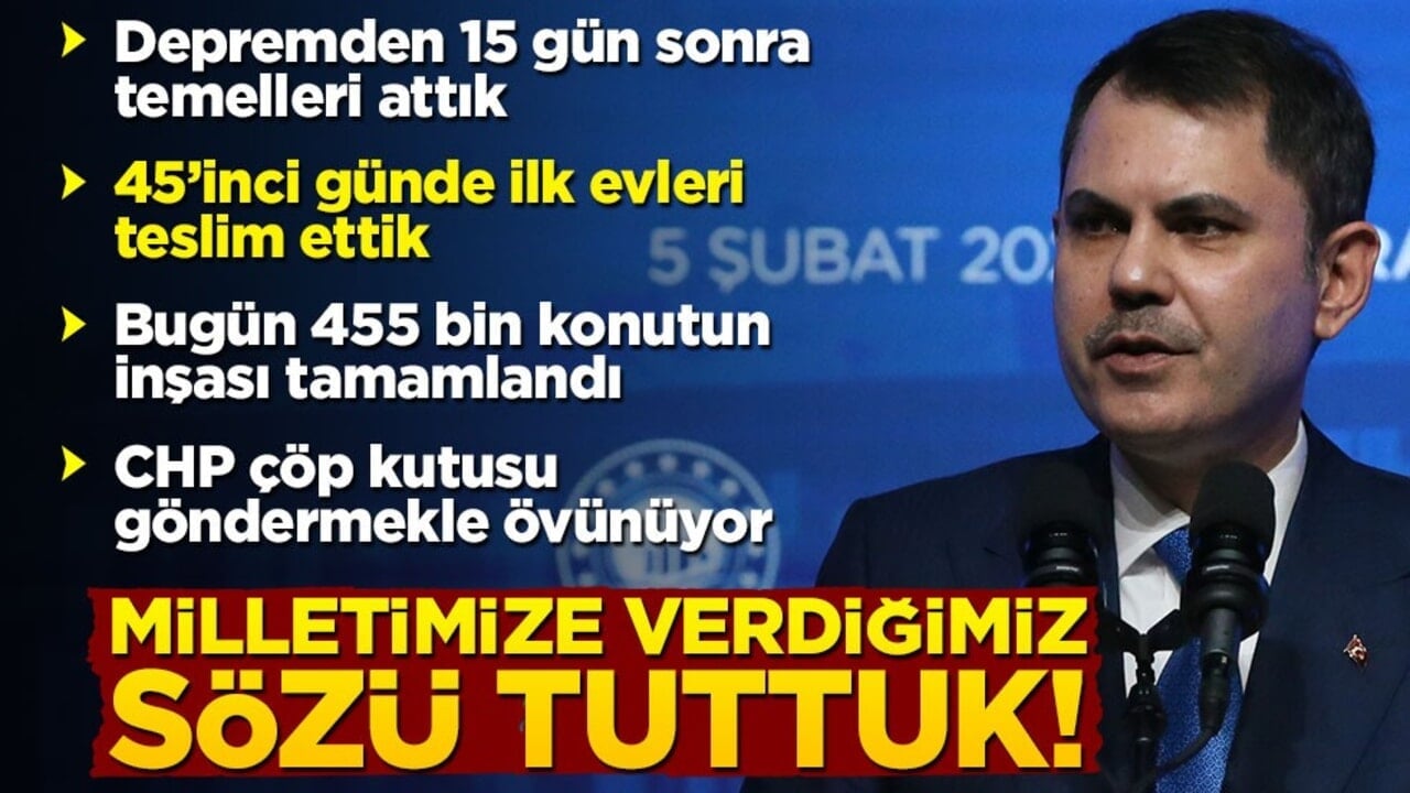 Bakan Kurum: İlk konutları depremden 45 gün sonra teslim ettik