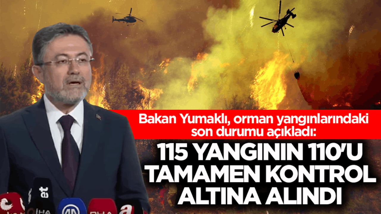 Bakan Yumaklı, orman yangınlarındaki son durumu açıkladı: 115 yangının 110'u tamamen kontrol altına alındı