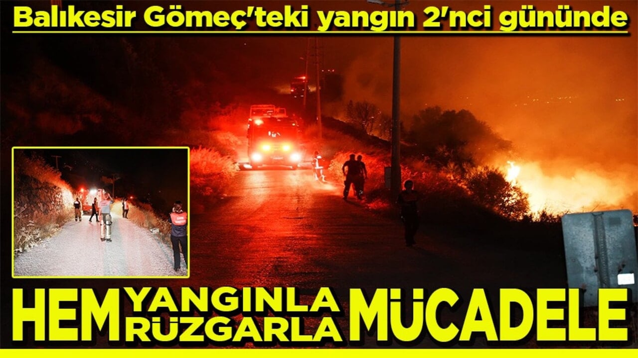 Balıkesir Gömeç'teki yangın 2'nci gününde Hem yangınla hem rüzgarla mücadele