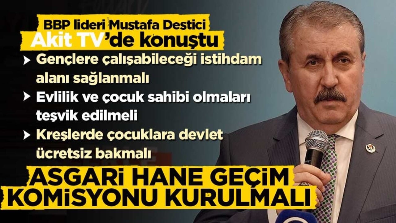 BBP lideri Mustafa Destici, Akit TV’de konuştu: Asgari hane geçim komisyonu kurulmalı