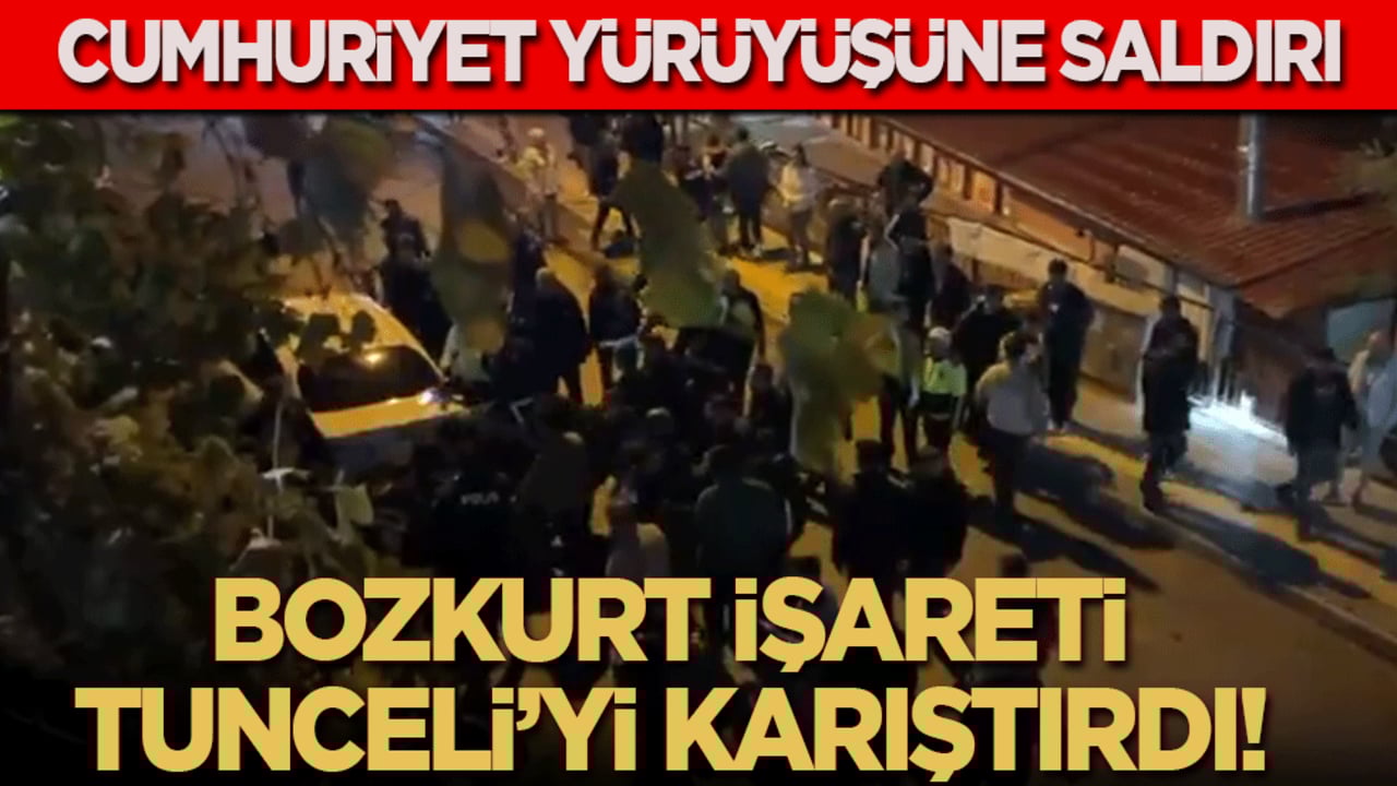 Bozkurt işareti Tunceli’yi karıştırdı! Cumhuriyet yürüyüşüne saldırdılar