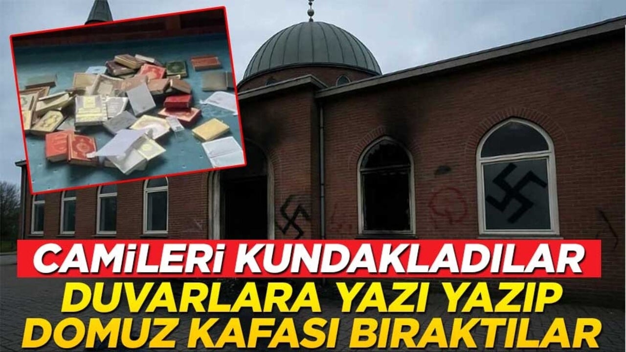 Camileri kundakladılar! Duvarlara yazı yazıp domuz kafası bıraktılar