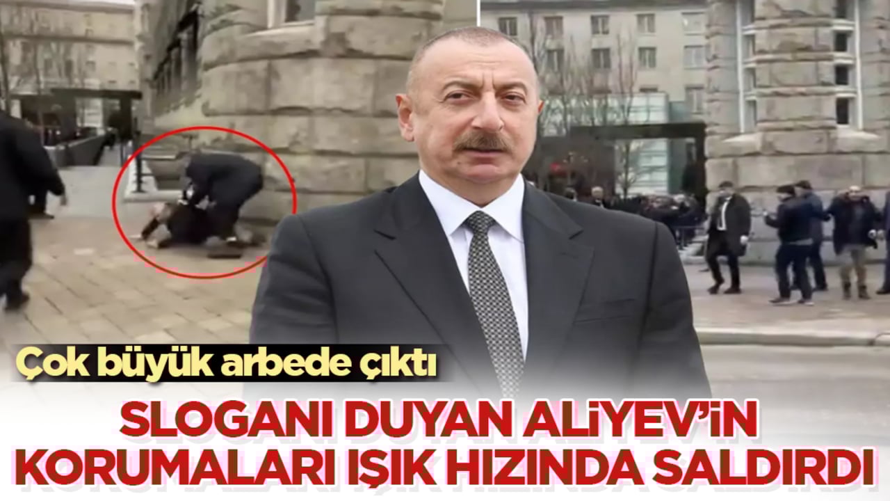 Çok büyük arbede çıktı! Sloganı duyan Aliyev’in korumaları ışık hızında saldırdı
