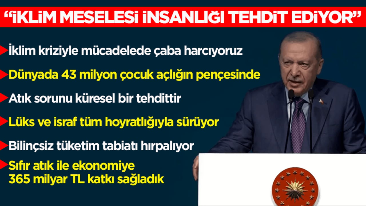 Cumhurbaşkanı Erdoğan: İklim meselesi tüm insanlığı tehdit ediyor
