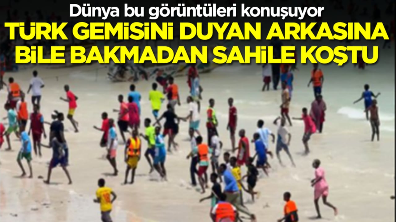 Dünya bu görüntüleri konuşuyor: Türk gemisini duyan arkasına bile bakmadan sahile koştu