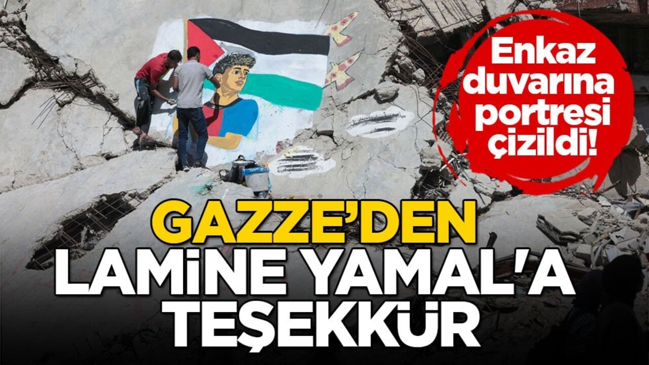 Enkaz duvarına portresi çizildi! Gazze’den Lamine Yamal'a teşekkür