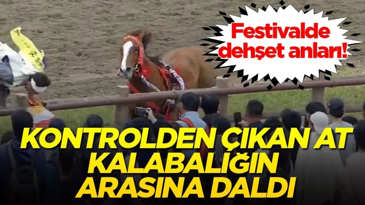 Festivalde dehşet anları! Kontrolden çıkan at kalabalığın arasına daldı