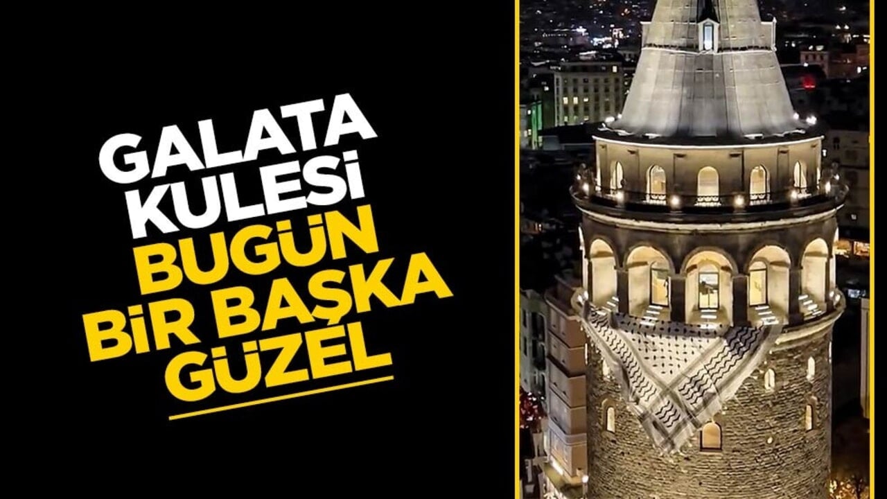 Galata Kulesi'nde Filistin kefiyesi