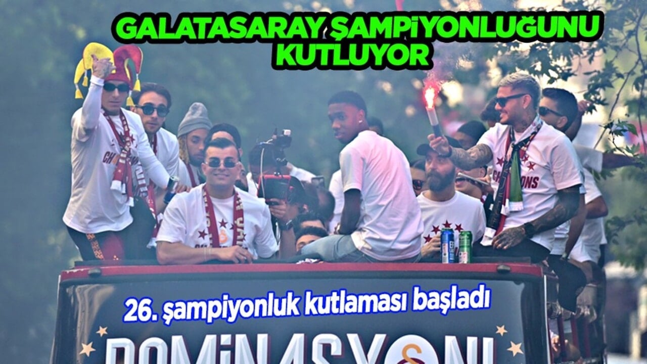 Galatasaraylı futbolcular, şampiyonluk kutlamaları için RAMS Park'a hareket etti