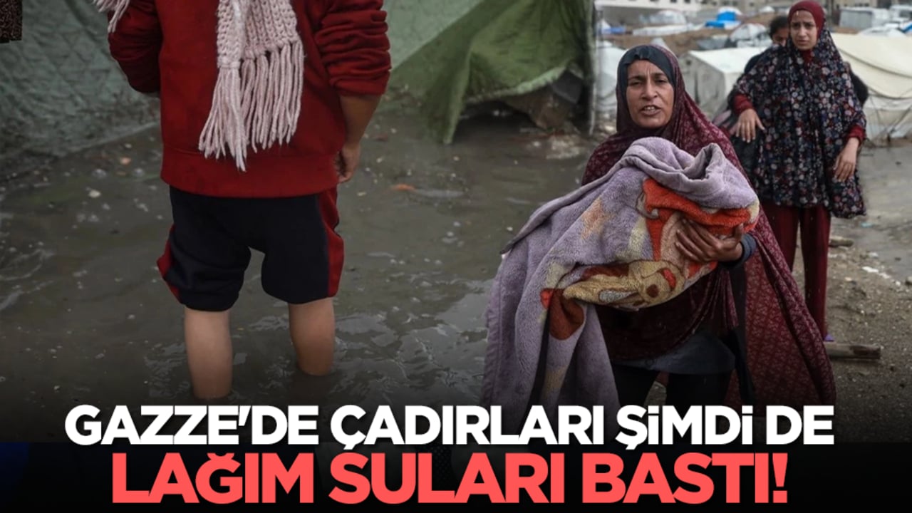 Gazze'de çadırları şimdi de lağım suları bastı!