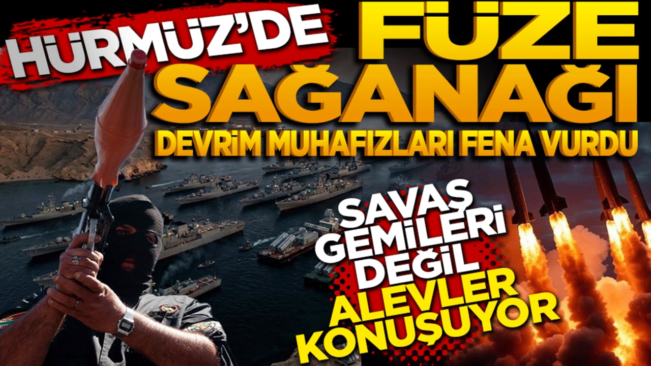 Hürmüz’de füze sağanağı: Devrim Muhafızları fena vurdu savaş gemileri değil, alevler konuşuyor!