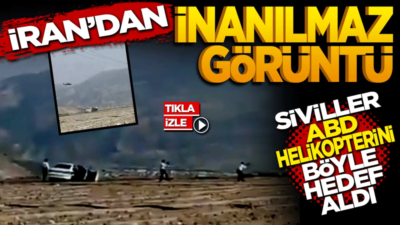 İran'dan inanılmaz görüntüler! Siviller ABD helikopterini hedef aldı