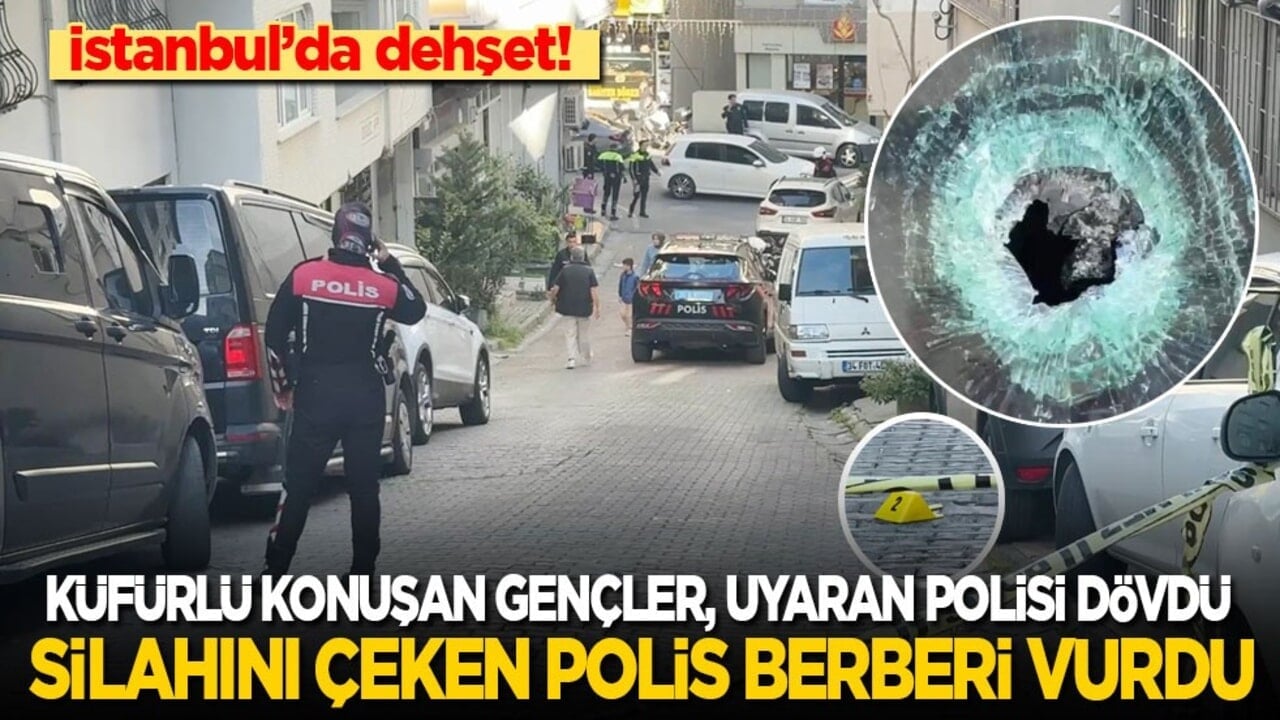 İstanbul’da dehşet! Küfürlü konuşan gençler, kendilerini uyaran okul polisine saldırdı! Silahını çeken polis berberi vurdu!