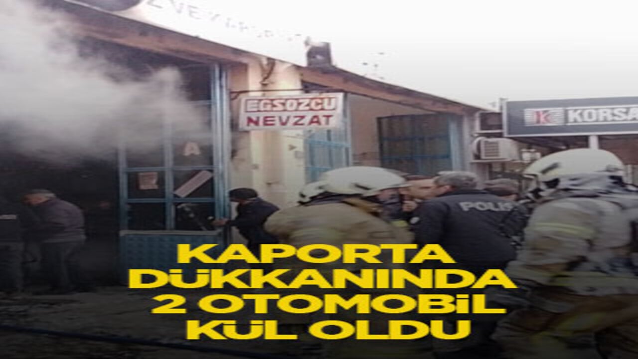Kaporta dükkanında 2 otomobil kül oldu
