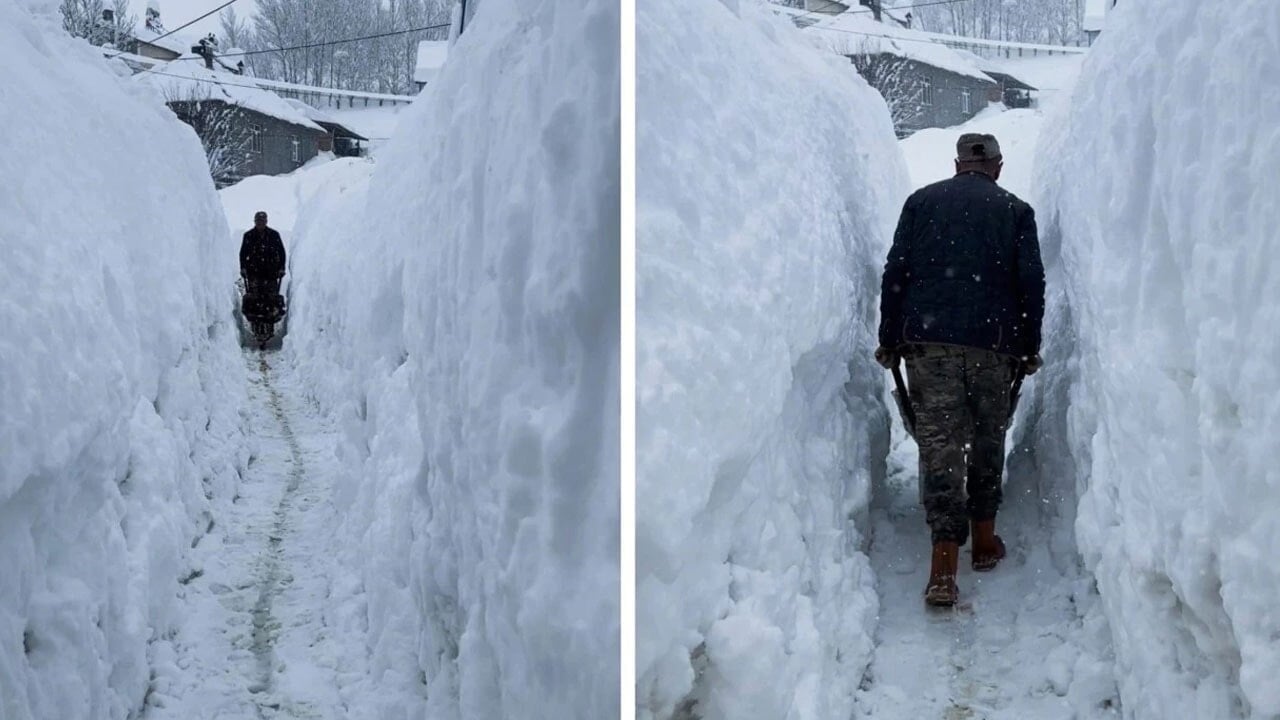 Kar kalınlığı insan boyunu geçti! Tunceli’de evden çıkmak için kar tünelleri açıldı