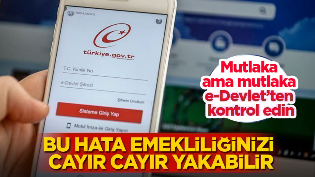 Mutlaka ama mutlaka e-Devlet’ten kontrol edin! Bu hata emekliliğinizi yakabilir