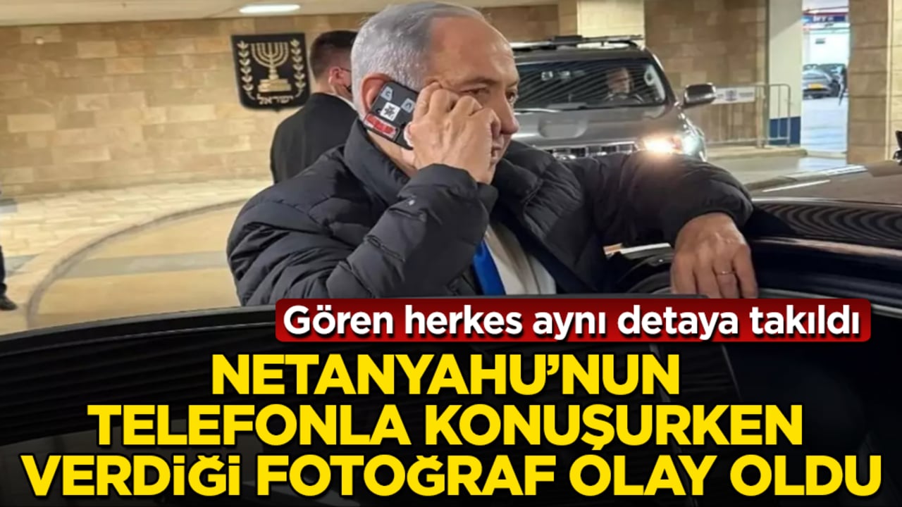 Netanyahu’nun telefonla konuşurken verdiği fotoğraf olay oldu! Gören herkes aynı detaya takıldı