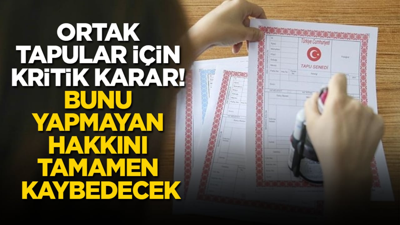 Ortak tapular için kritik karar! Bunu yapmayan hakkını tamamen kaybedecek